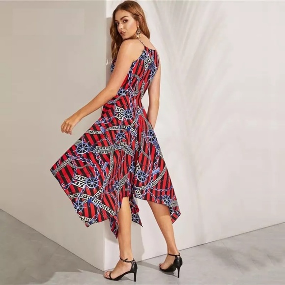 NWOT Boho Chain Print Asymmetrical Sleeveless - Picture 2 of 4